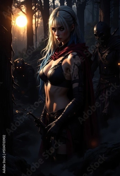 Fototapeta Video Game cover art, artistic look for game concept, action and adventure games.