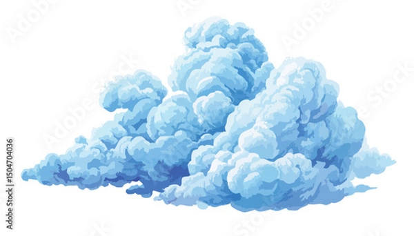 Obraz Blue cloud of big size, isolated watercolor illustration