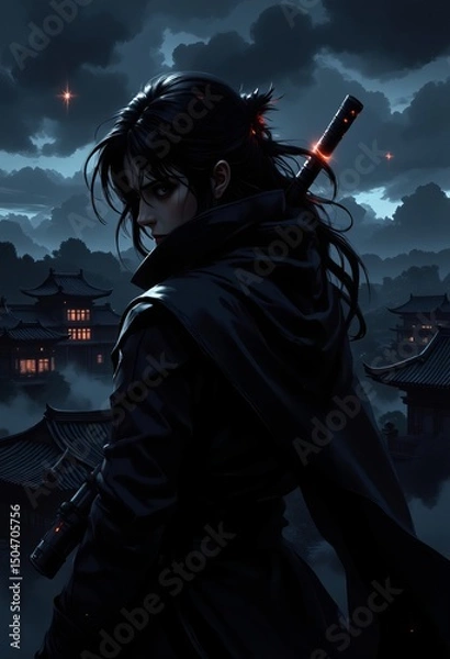 Fototapeta Video Game cover art, artistic look for game concept, action and adventure games.