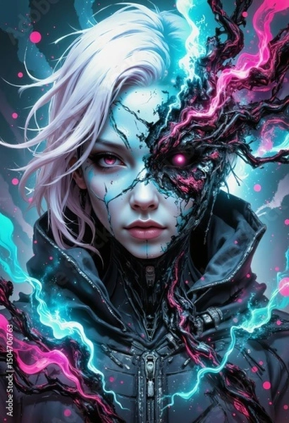 Fototapeta Video Game cover art, artistic look for game concept, action and adventure games.