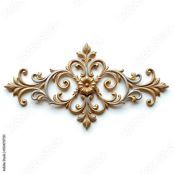 Obraz Baroque brass design on white background