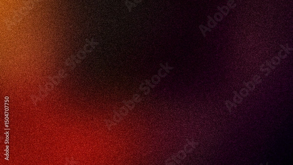 Fototapeta A rich 4K abstract grainy gradient background, blending fiery orange, deep red, and dark purple hues for a sophisticated and modern look
