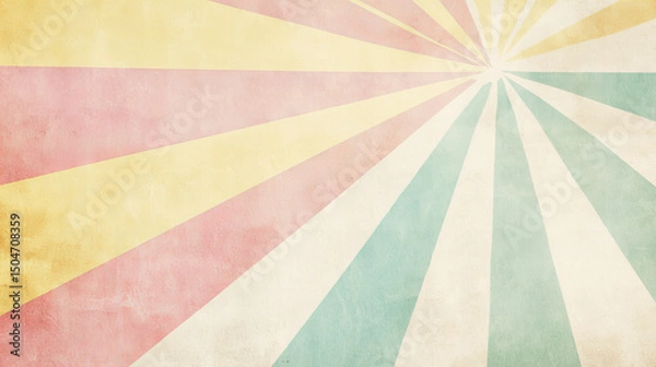 Obraz Vintage sunburst background with retro pastel rays and distressed texture, ideal for nostalgic design, poster templates, carnival themes, or circus invitations

