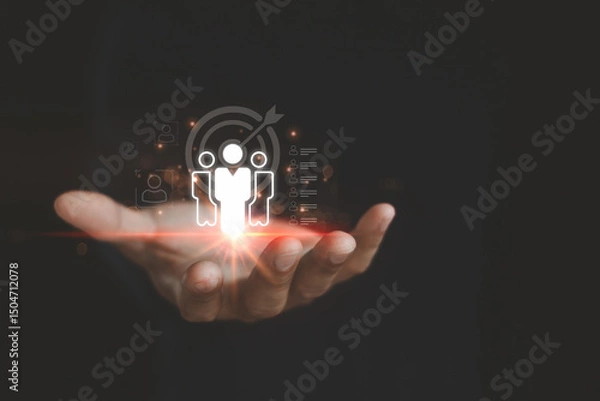 Fototapeta Human resource management concept. Business management of employee within an organization with a focus on recruitment technology, training, conflict resolution and promoting an effective organization.