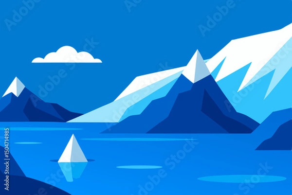 Fototapeta Mountain landscape vector illustration of snow and ice peak with clear sky design