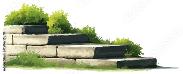 Obraz Watercolor effect retaining wall vector illustration
