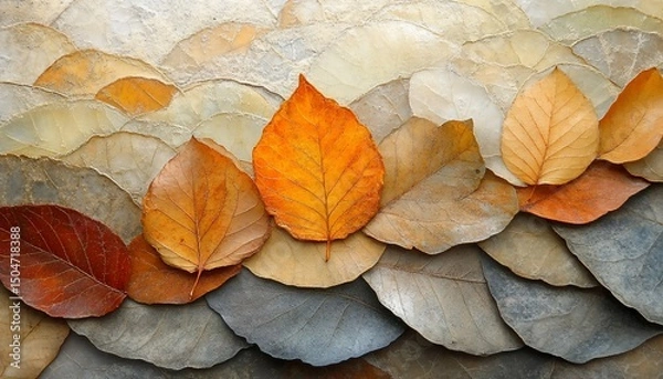 Fototapeta Abstract autumn pattern with vibrant foliage creates a warm and textural scene