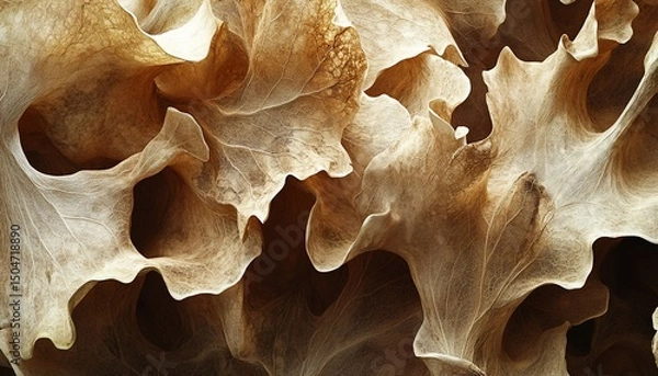 Fototapeta Abstract Macro Photograph of Dry, Faded Oak Leaves, Beautiful Veins and Texture