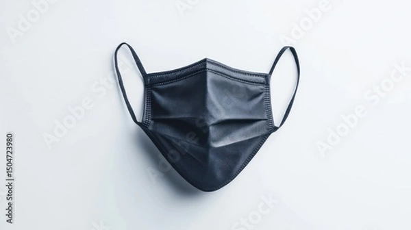 Fototapeta Black reusable face mask, isolated on a crisp white background, symbolizing sustainability and cleanliness