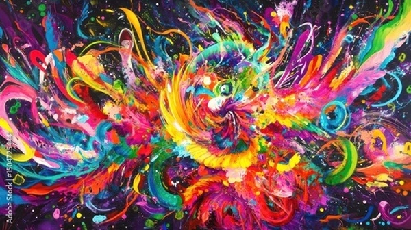 Fototapeta Vibrant Abstract Painting Exploding with Color and Energy