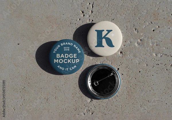 Obraz Three Badges on Concrete Floor Mockup