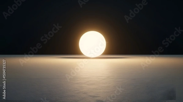Fototapeta Glowing Orb on Dark Minimalist Surface Abstract Background