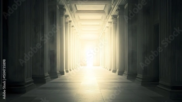 Fototapeta Ancient Columns Hallway Light Path Architecture