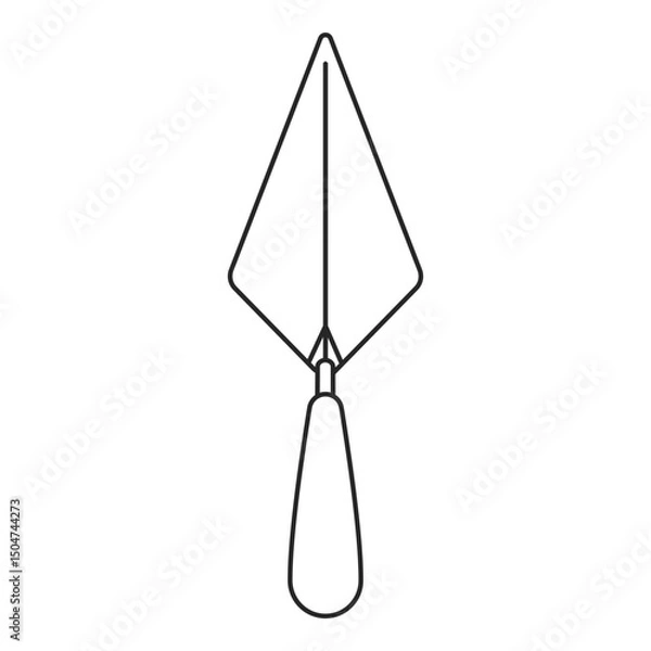 Fototapeta Metal construction trowel used for drywall, plaster, concrete and more in outline vector style icon