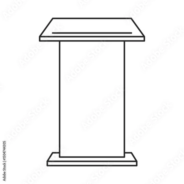 Fototapeta Classic wooden podium, lectern or rostrum icon from behind for public speaking in outline vector