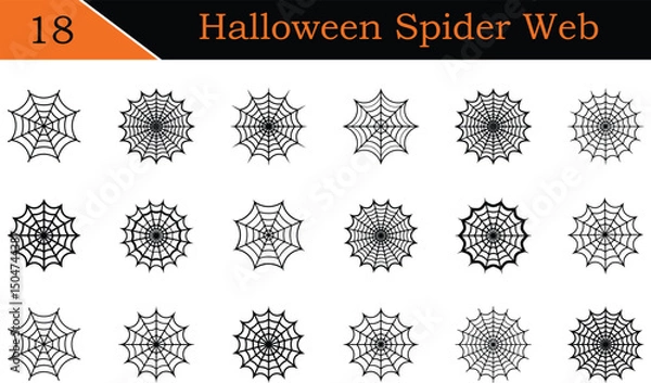 Obraz Set of 18 Halloween Spider web, Halloween day element