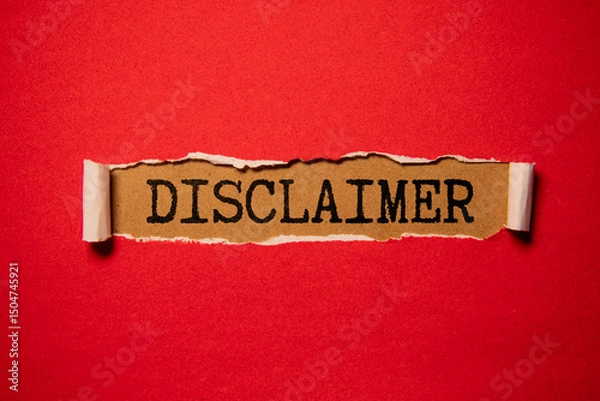 Fototapeta paper with the words DISCLAIMER written on it