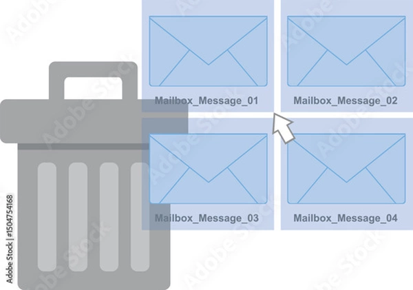 Fototapeta vector illustration computer e-mail mailbox message delete in a trash bin digital software