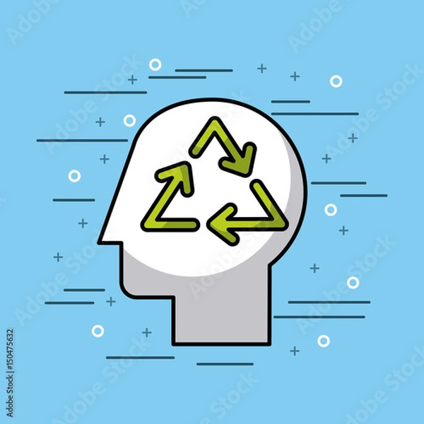 Fototapeta recycling arrows with eco friendly related icons image vector illustration design 