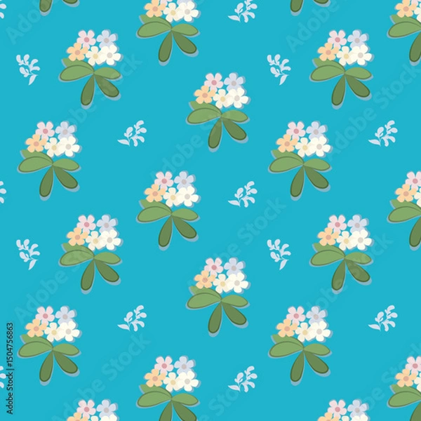 Fototapeta Pattern of bouquets of cute stylized flowers in pastel colors.eps