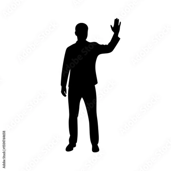 Obraz Silhouette of Person Waving in Greeting