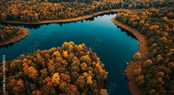 Fototapeta a lake surrounded by trees in the middle of a forest