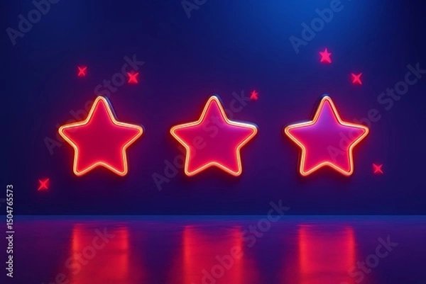 Obraz Three Neon Stars  A Visual Representation of Customer Feedback and Product Improvement