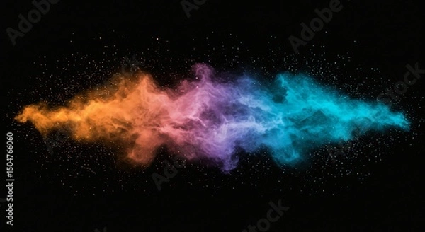 Fototapeta a colorful cloud of powder or powder on a black background