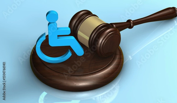 Obraz Wheelchair Icon And Judge Gavel Disability Law Concept