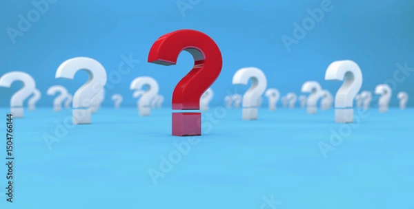 Obraz Red Question Mark Icon Leading Among Others Questions Sign On Background Customer Faqs Concept