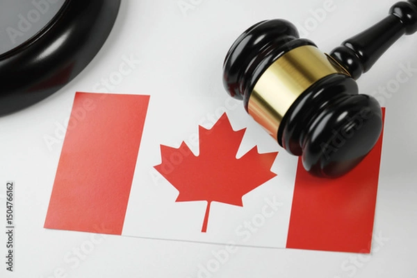 Obraz Canada Laws And Legal System Concept With Canadian Flag And Judge Gavel 