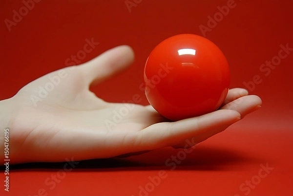 Fototapeta Red Sphere in Hand A Symbol of Value and Potential