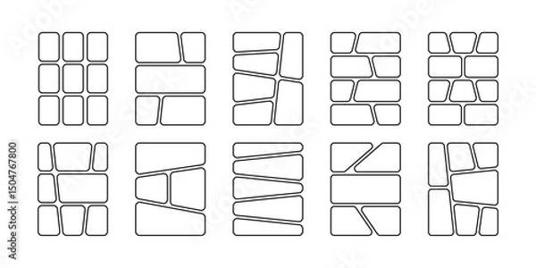 Fototapeta Set of comic book templates. Anime page panels isolated on white background. Grids for manga storyboard. Layouts for photo collage, magazine, poster or moodboard. Vector graphic illustration.