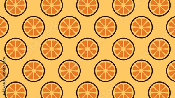 Fototapeta Cute orange fruits pattern background vector design