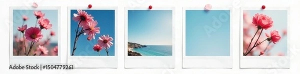 Fototapeta Sharp polaroid frame mockup, clean white background, element, frame