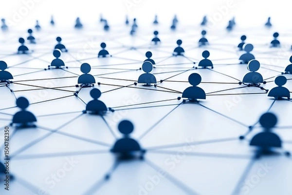 Obraz Global Network Connection: Abstract Social Network Illustration