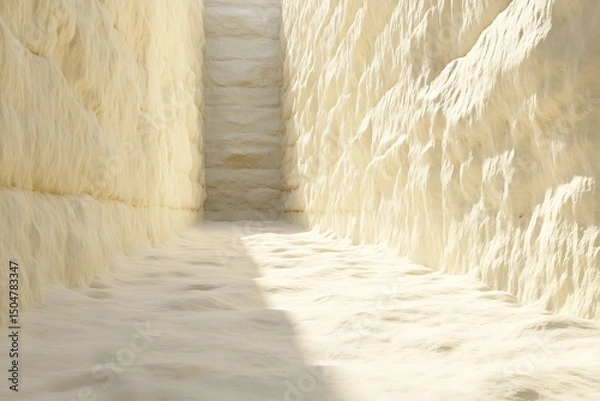 Obraz Sunlit Path Through Textured White Cliffs, Dramatic Light and Shadow