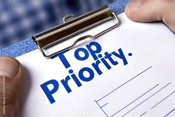 Obraz Top Priority: Close-up of Clipboard with Checklist