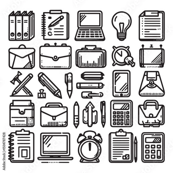 Fototapeta vector collection of office stationery icon clipart in editable line style