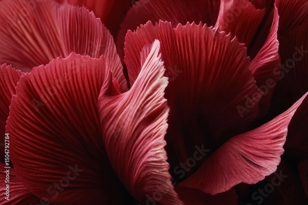 Fototapeta Detailed close-up view of deep red flower petals.