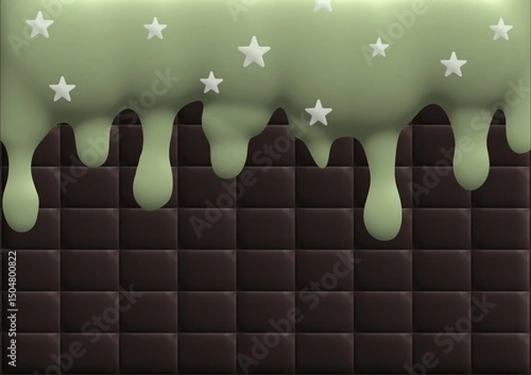 Fototapeta Ice cream vector illustration with star matcha chocolate flavor. Perfect for wallpapers, backgrounds, assets, etc.