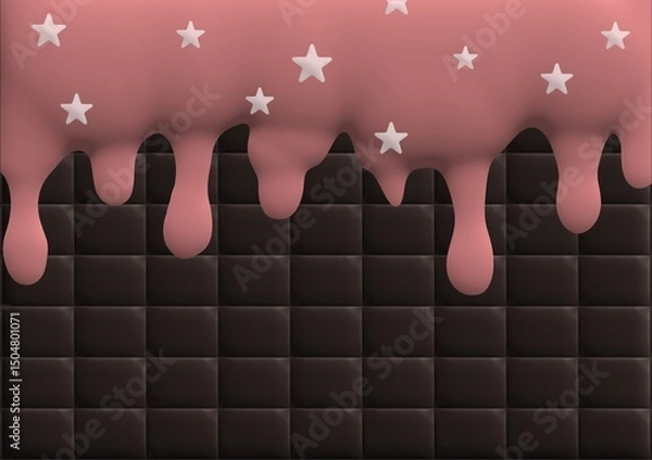 Fototapeta Ice cream vector illustration with strawberry star chocolate flavor. Perfect for wallpapers, backgrounds, assets, etc.