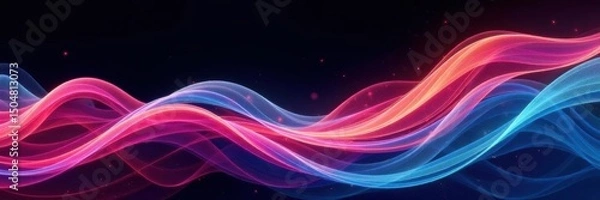 Fototapeta Abstract swirling multicolored waves, black backdrop, geometry, waves