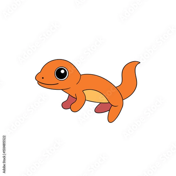 Obraz Kawaii Style Jumping Little Salamander Side View Vector