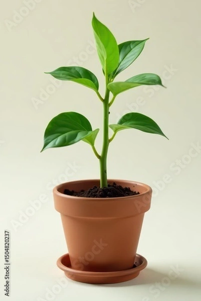 Fototapeta A healthy plant being moved from one pot to another , indoor gardening, healthy