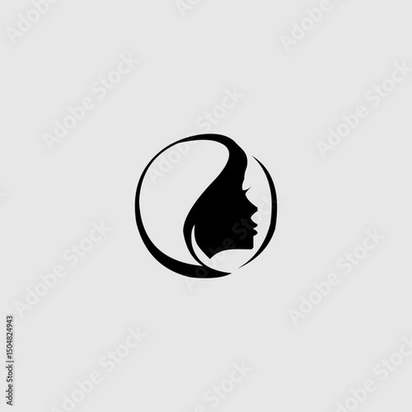 Obraz Elegant woman profile encircled, embodying sophistication and grace through minimalist design