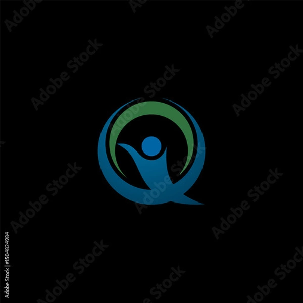 Obraz Abstract graphic illustration presenting human figure enclosed within circle shape