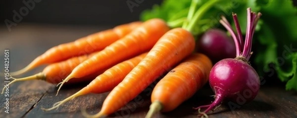 Obraz Vibrant orange carrots & deep red beets, close-up , closeup, beetroot, delicious