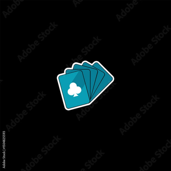 Obraz Stylized Graphic of Four Playing Cards with Club Suit in Turquoise Color