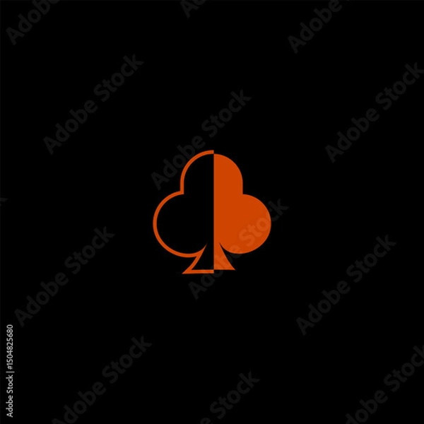 Obraz Modern stylized club card suit on a dark background, minimalist design
